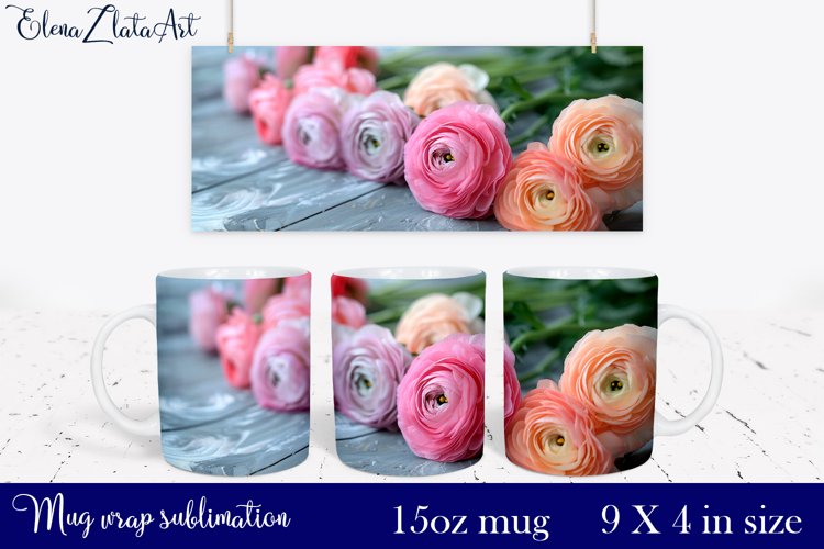 3d flowers Mug Sublimation, Floral Design Mug example image 1