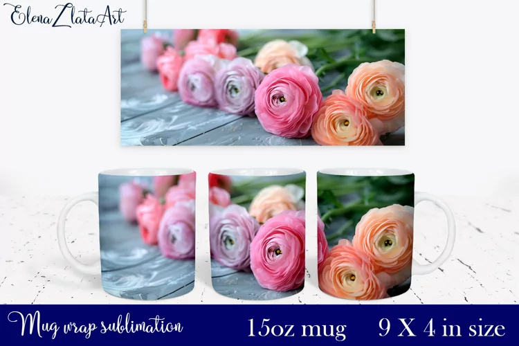 3d flowers Mug Sublimation, Floral Design Mug