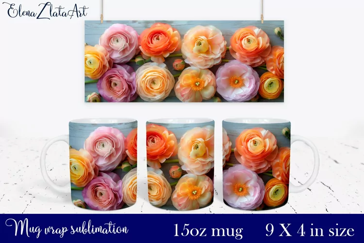 3d flowers Mug Sublimation, Floral Design Mug