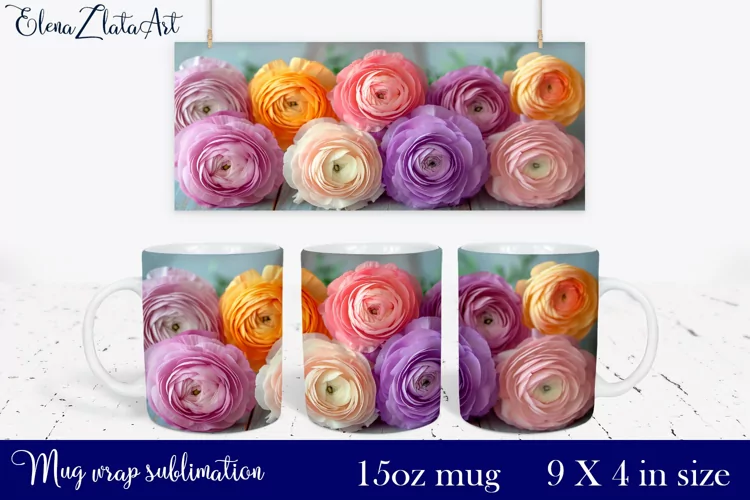3d flowers Mug Sublimation, Floral Design Mug