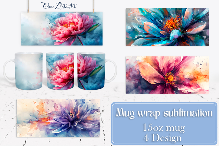 Flowers Mug Sublimation, wild flowers Design Mug