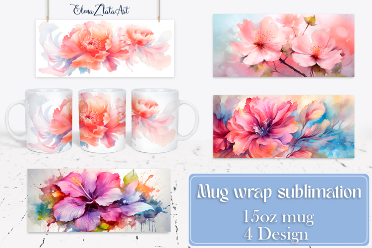 Flowers Mug Sublimation, wild flowers Design Mug