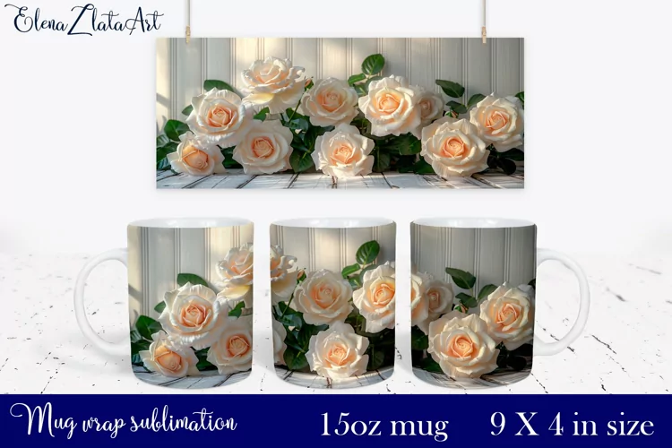 3d flowers Mug Sublimation, Floral Design Mug