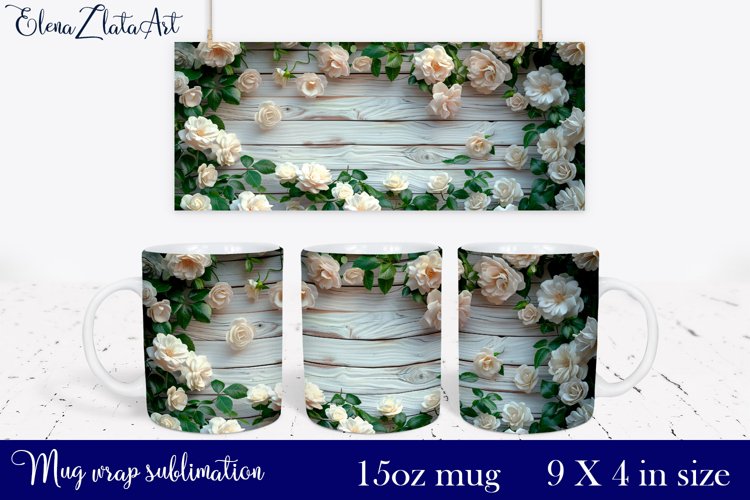 3d flowers Mug Sublimation, Floral Design Mug example image 1