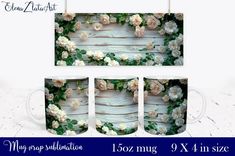 3d flowers Mug Sublimation, Floral Design Mug