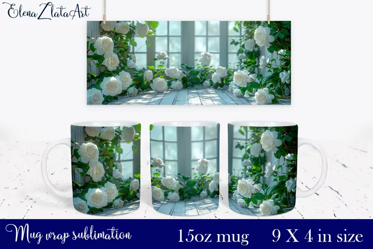 3d flowers Mug Sublimation, Floral Design Mug