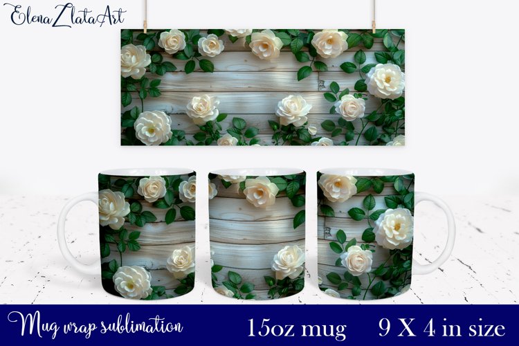 3d flowers Mug Sublimation, Floral Design Mug example image 1