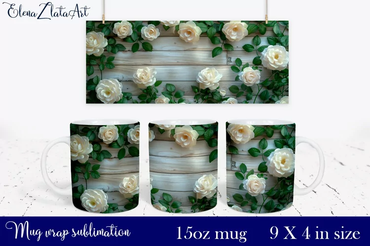 3d flowers Mug Sublimation, Floral Design Mug