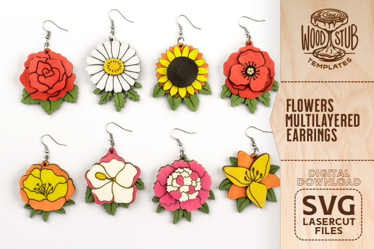 Floral Earrings svg, Earrings svg, Boho Earrings svg