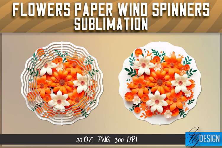 Flowers Paper Wind Spinners Sublimation | 20 Oz | PNG 300DPI