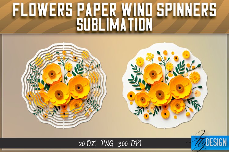 Flowers Paper Wind Spinners Sublimation | 20 Oz | PNG 300DPI
