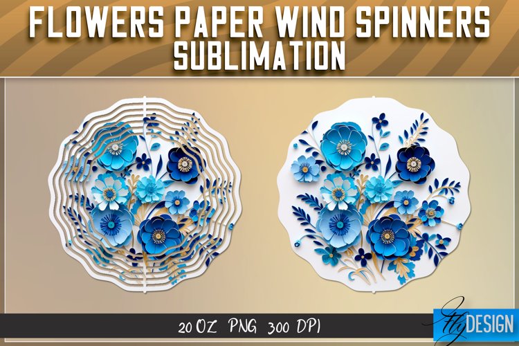 Flowers Paper Wind Spinners Sublimation | 20 Oz | PNG 300DPI