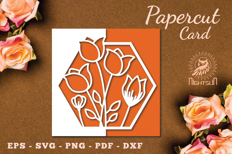 Flowers Papercut Card Template SVG