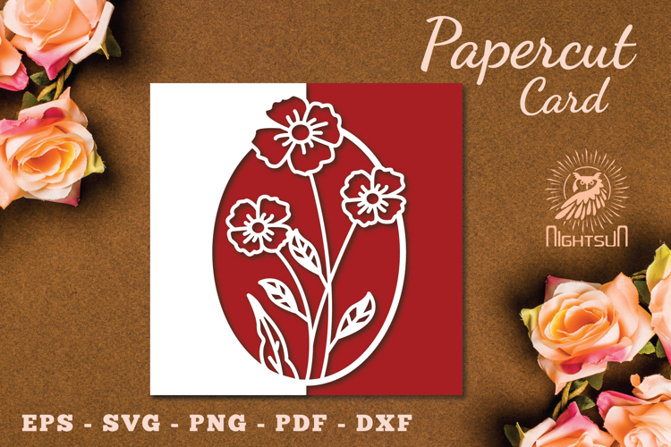 Flowers Papercut Card Template SVG