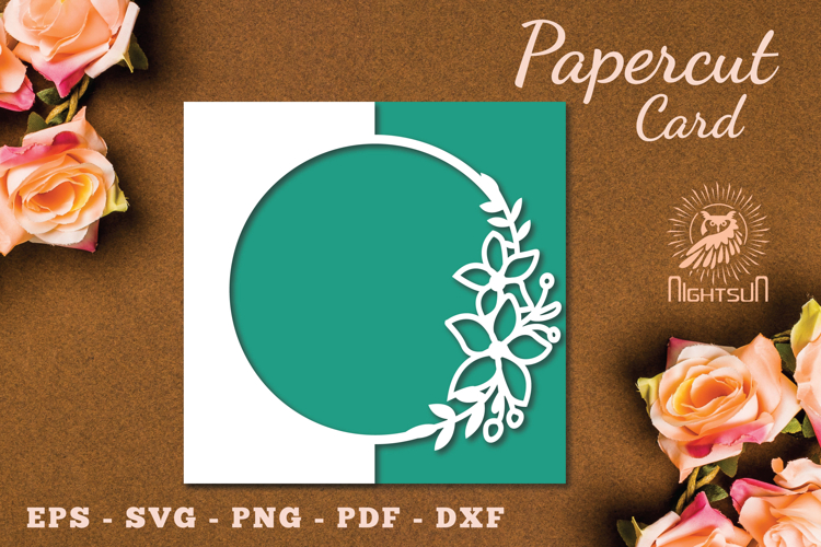 Flowers Papercut Card Template SVG