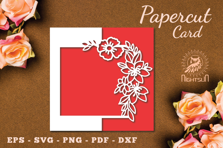 Flowers Papercut Card Template SVG