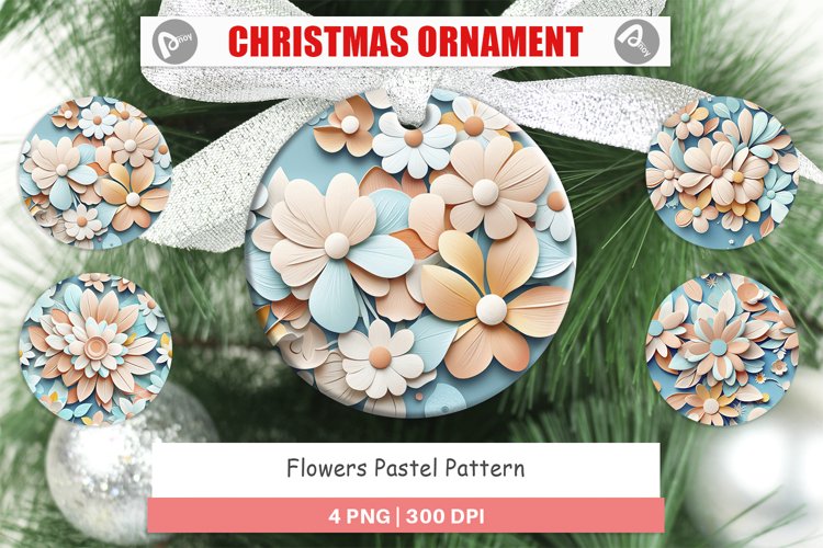 Christmas Ornaments Flowers Pastel Pattern