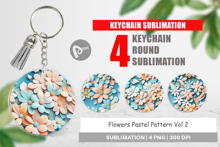 Keychain Flowers Pastel Pattern