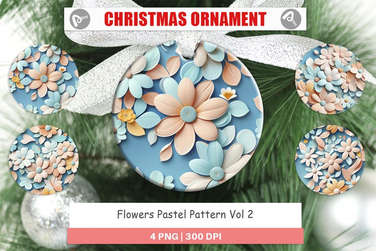 Christmas Ornaments Flowers Pastel Pattern