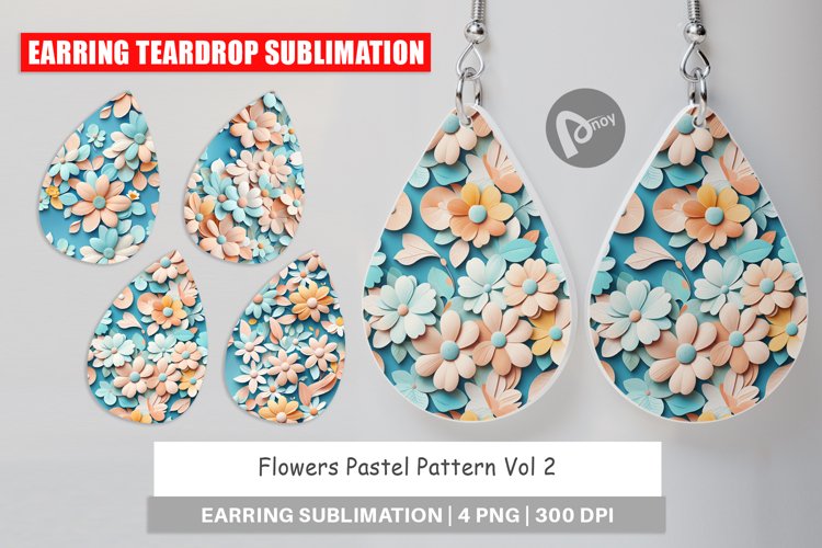 Earring Teardrop Flowers Pastel Pattern