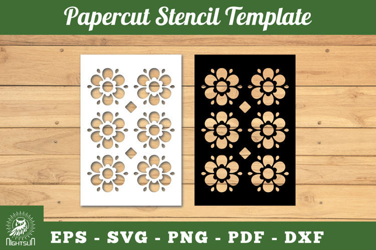 Flowers Pattern Papercut Stencil SVG