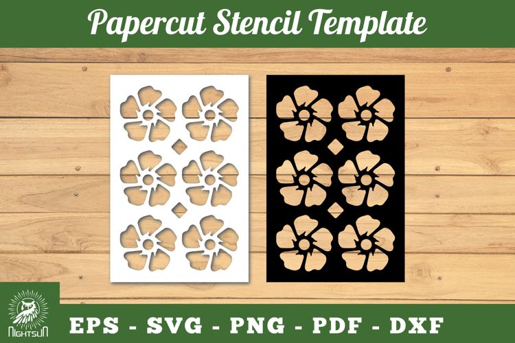 Flowers Pattern Papercut Stencil SVG