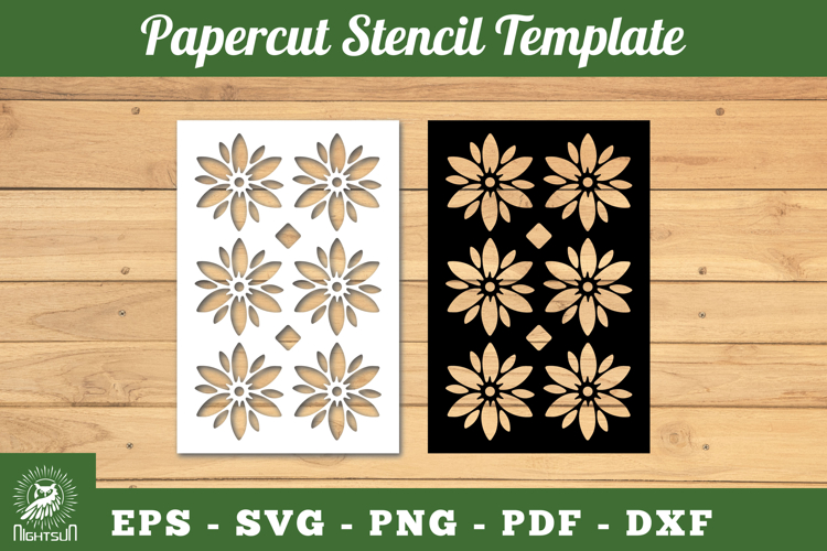 Flowers Pattern Papercut Stencil SVG