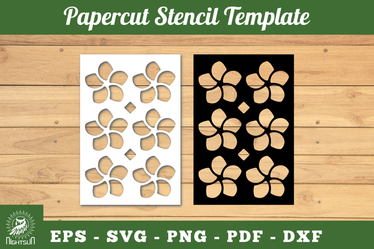 Flowers Pattern Papercut Stencil SVG example image 1