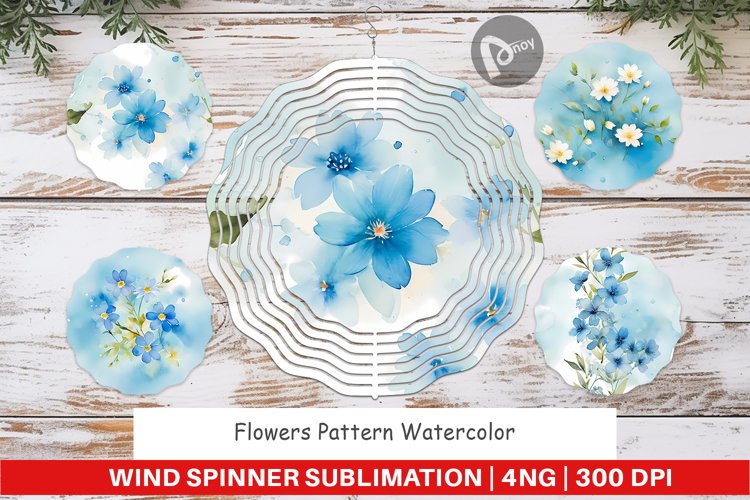 Wind Spinner Flower Pattern Watercolor