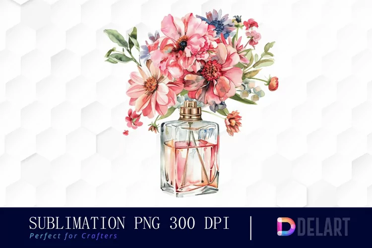 Flowers Perfume Bottle Graphics Clipart