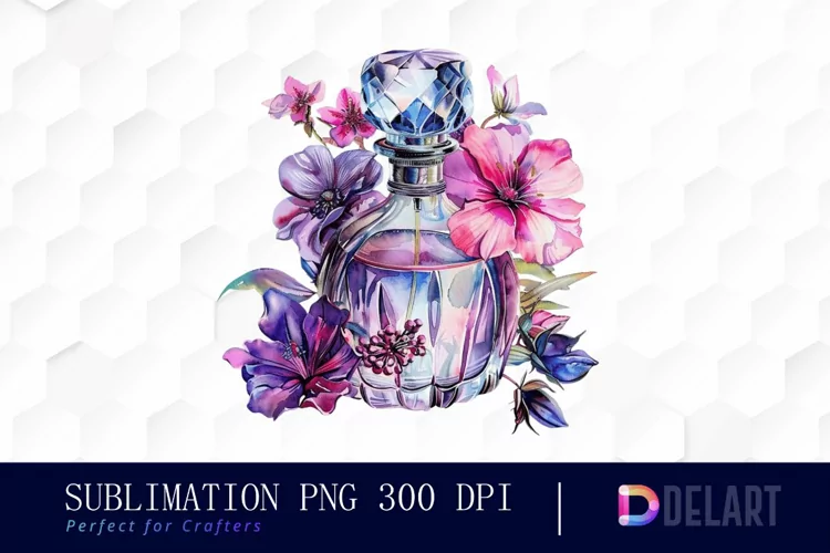 Flowers Perfume Bottle Illustration Clipart