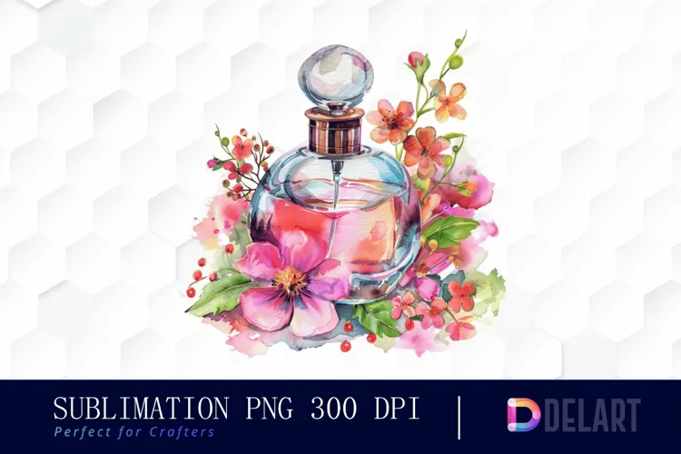 Flowers Perfume Bottle Watercolor Clipart