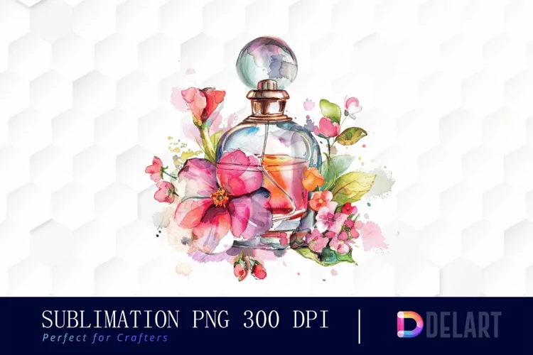 Flowers Perfume Bottle Illustration Clipart