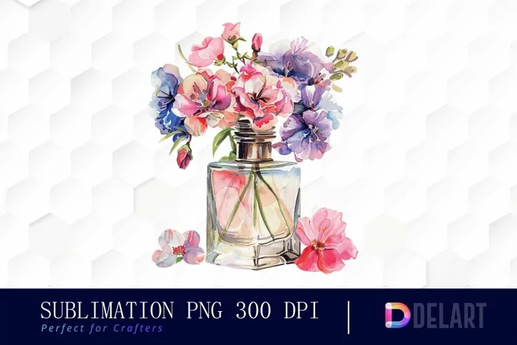 Flowers Perfume Bottle Graphics Clipart