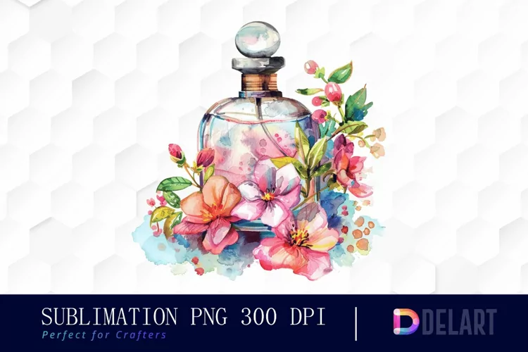 Flowers Perfume Bottle Watercolor Clipart