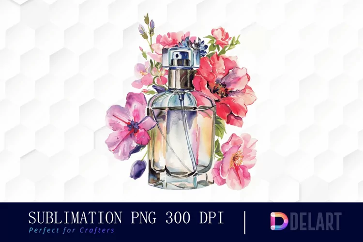 Flowers Perfume Bottle Illustration Clipart