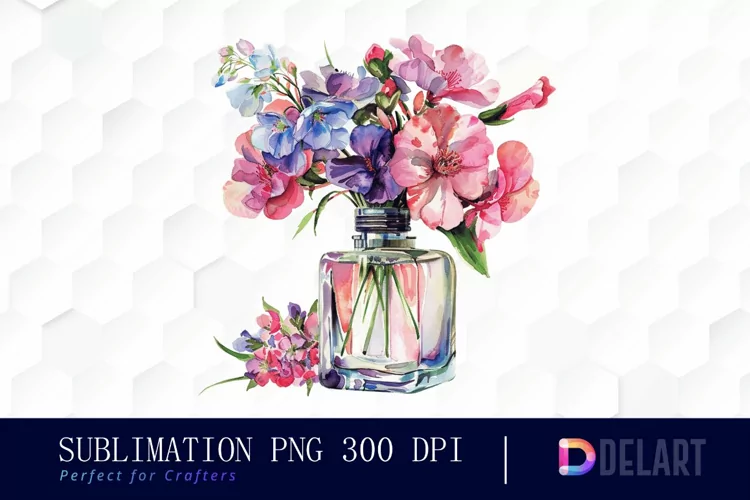 Flowers Perfume Bottle Watercolor Clipart