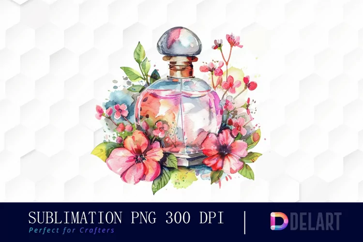 Flowers Perfume Bottle Graphics Clipart