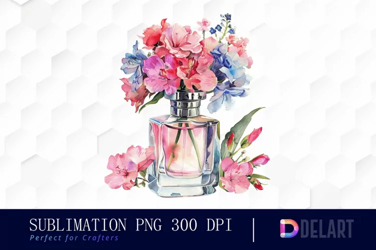 Flowers Perfume Bottle Illustration Clipart