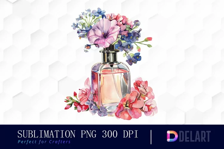 Flowers Perfume Bottle Illustration Clipart