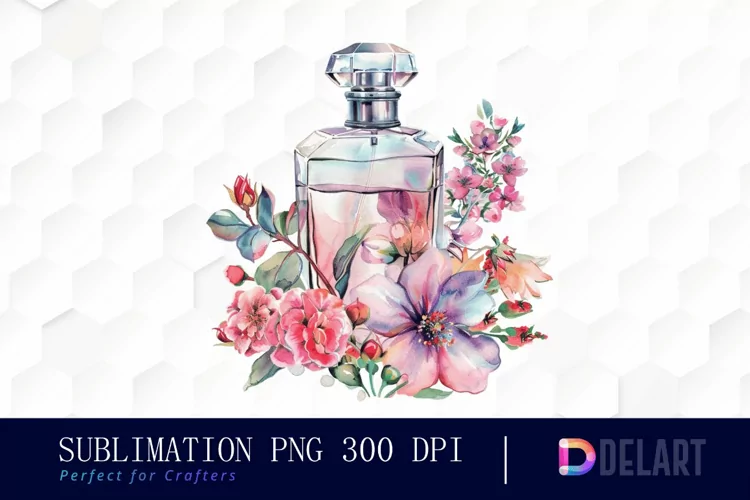Flowers Perfume Bottle Watercolor Clipart