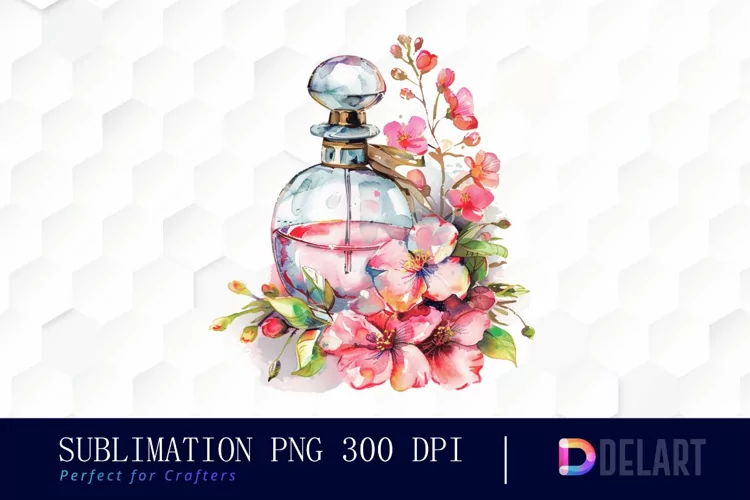 Flowers Perfume Bottle Watercolor Clipart