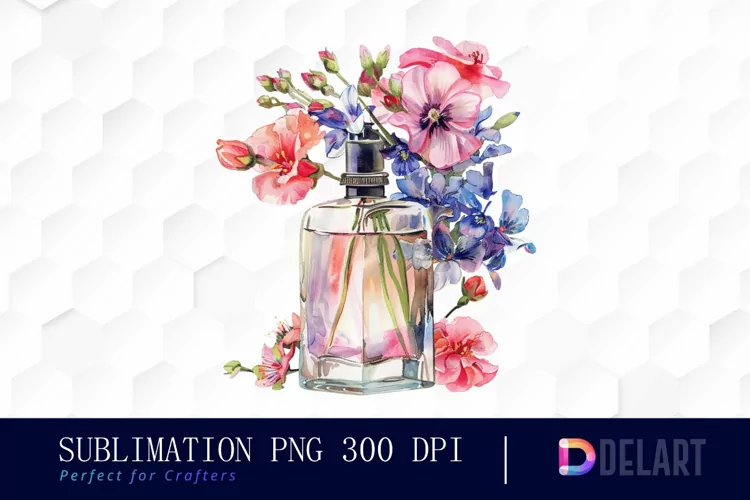Flowers Perfume Bottle Illustration Clipart