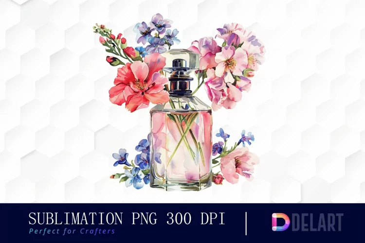 Flowers Perfume Bottle Watercolor Clipart