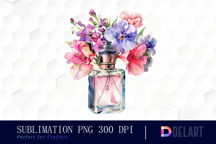 Flowers Perfume Bottle Illustration Clipart