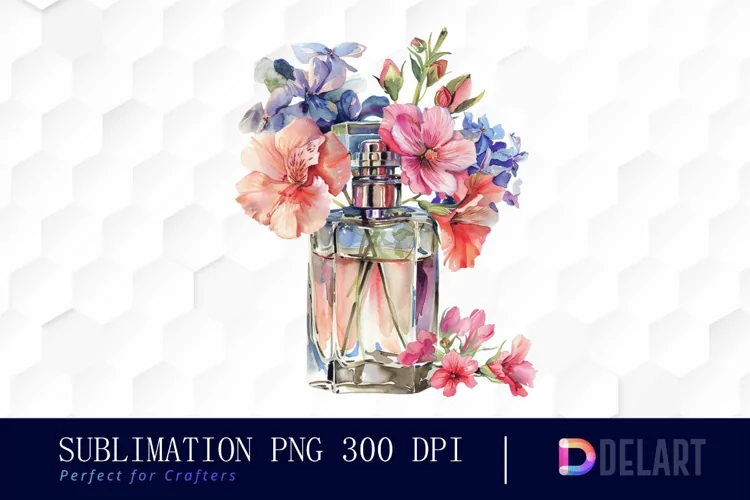 Flowers Perfume Bottle Watercolor Clipart