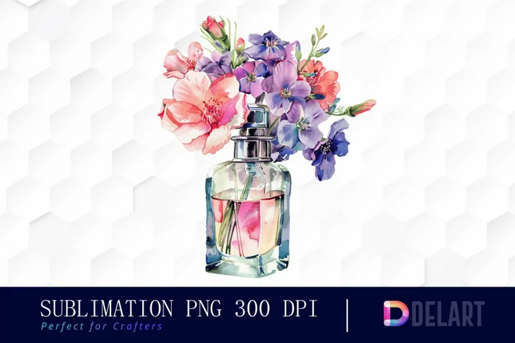 Flowers Perfume Bottle Watercolor Clipart