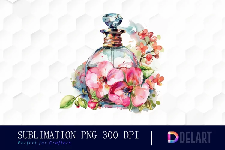Flowers Perfume Bottle Illustration Clipart