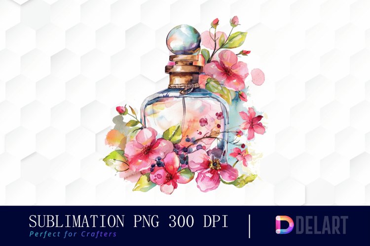 Flowers Perfume Bottle Illustration Clipart