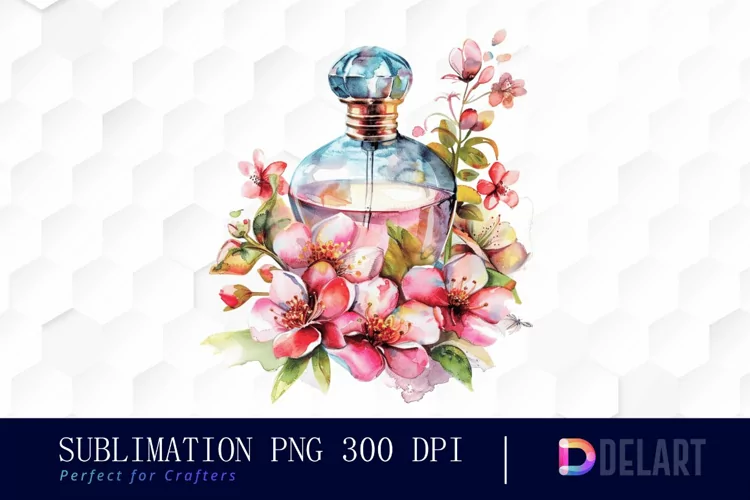 Flowers Perfume Bottle Watercolor Clipart